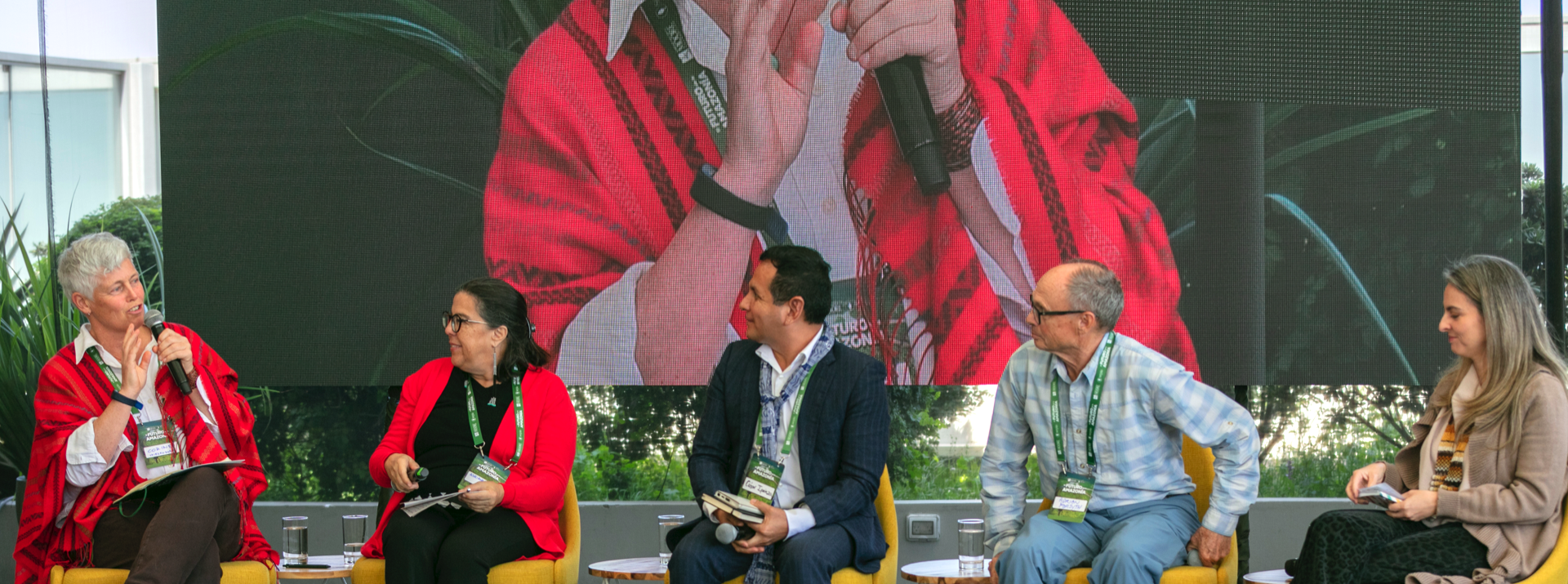 Panelists speaking at the Amazonia symposium