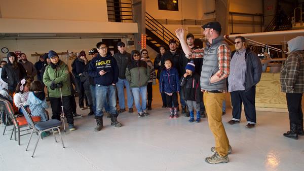 IkaagvikSikukun-members of the flight team discuss UAS operations at an open house with the local community_Sarah Betcher